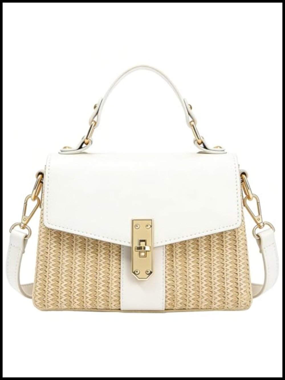 Woven Straw Summer Satchel Handbag Crossbody Beach Purse Women's Vacation Bag